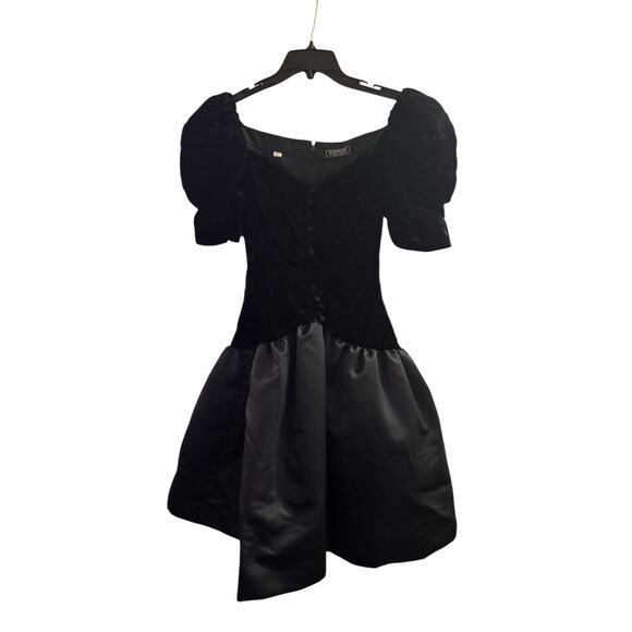 Vintage 80’s Bergdorf Goodman Black Velvet Satin Formal Prom Party Dress Size 6 - Picture 1 of 6